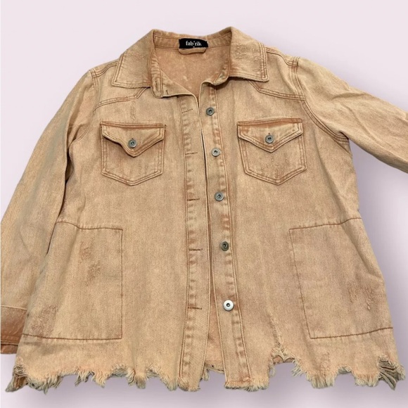 Fab’rik Faded Orange Denim Jacket Size Medium - Picture 3 of 5